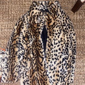 Leopard furry coat.